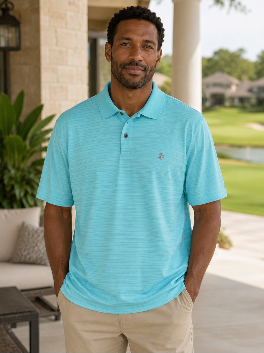 Izod Aqua Blue Short-Sleeve Polo